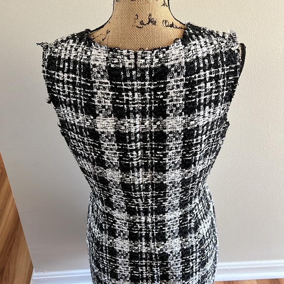 Theory Sculpt U Dress Rubber Tweed Sheath Plaid - Picture 6 of 10